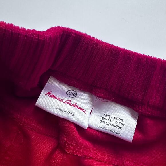 Hanna Andersson Red Ribbed Velour Leggings - Size 8 / 130 - Picture 5 of 6